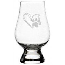 Glencairn Puppy Love Paw Prints Etched Whisky Glass